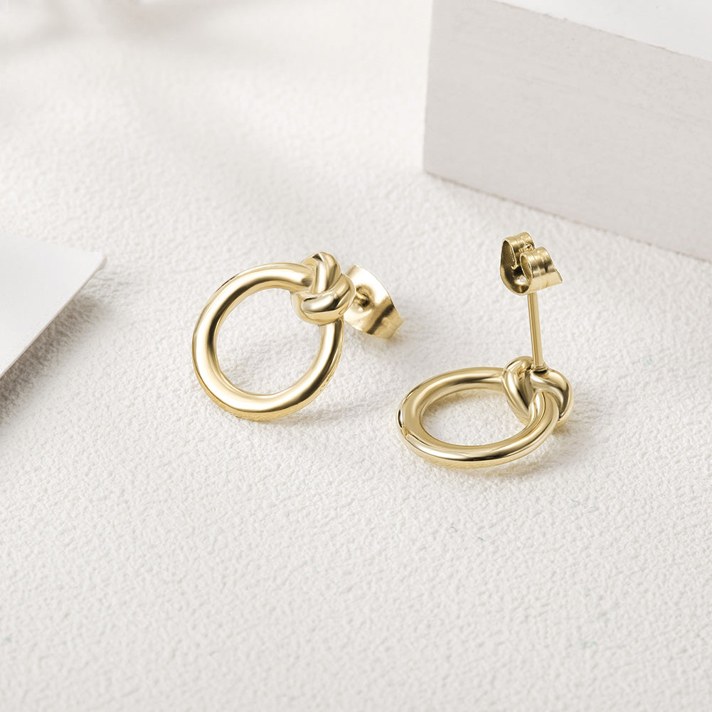 Round Fried Dough Twists Earrings-SCE220ST