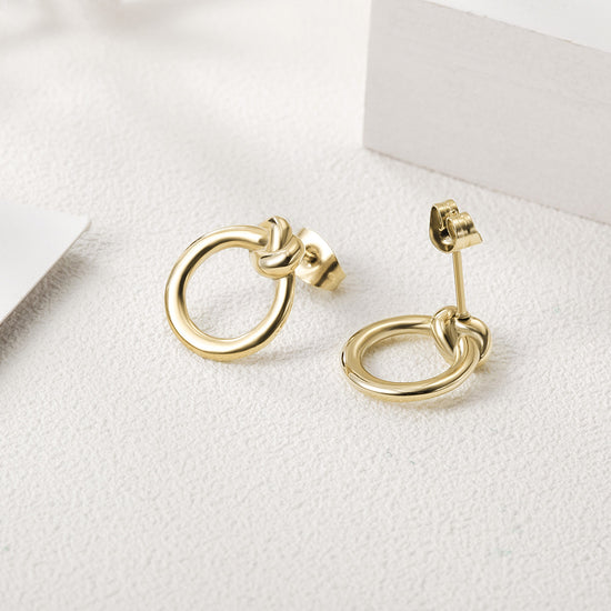 Round Fried Dough Twists Earrings-SCE220ST