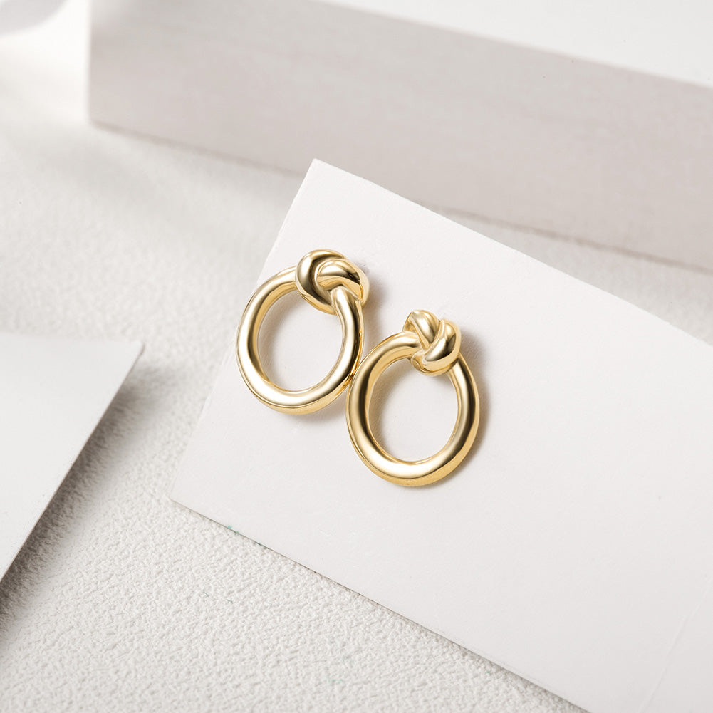 Round Fried Dough Twists Earrings-SCE220ST
