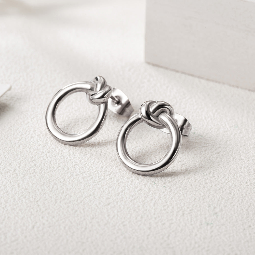 Round Fried Dough Twists Earrings-SCE220ST