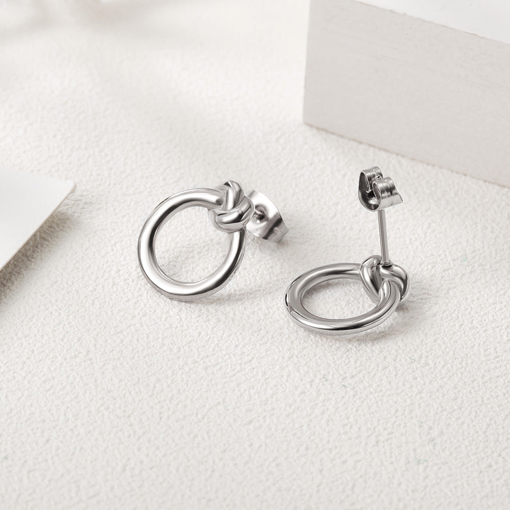 Round Fried Dough Twists Earrings-SCE220ST