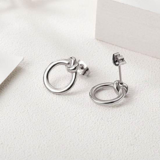 Round Fried Dough Twists Earrings-SCE220ST