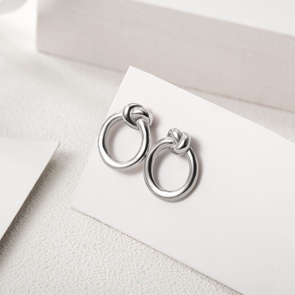 Round Fried Dough Twists Earrings-SCE220ST