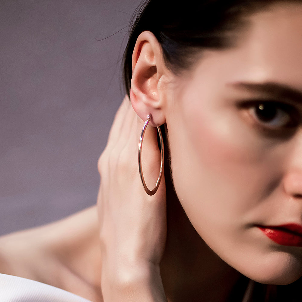 Large circle stainless steel earrings-SCE247ST