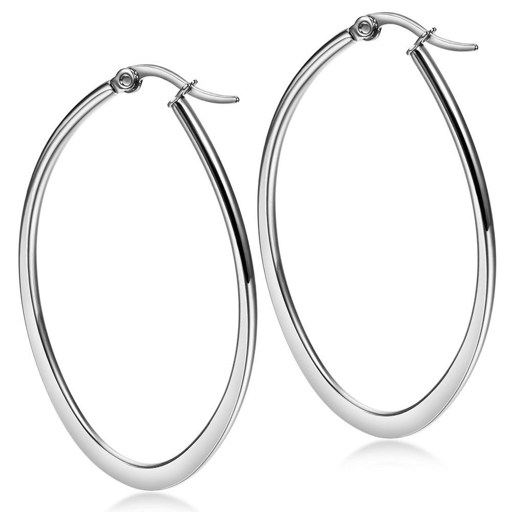 Large circle stainless steel earrings-SCE247ST