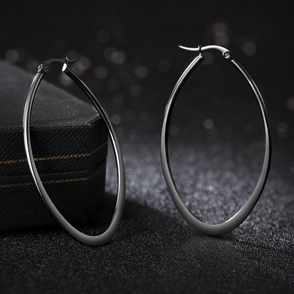 Large circle stainless steel earrings-SCE247ST