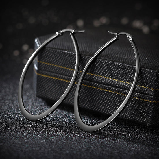 Large circle stainless steel earrings-SCE247ST