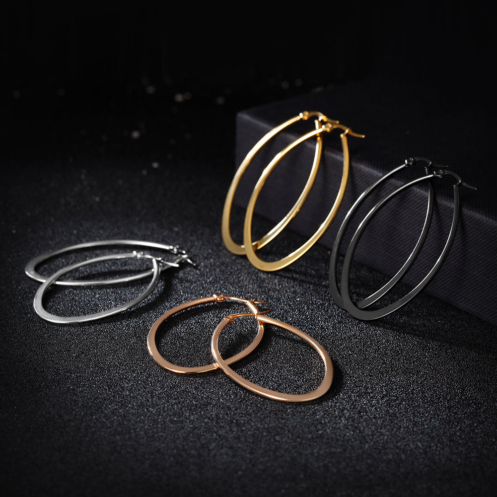 Large circle stainless steel earrings-SCE247ST