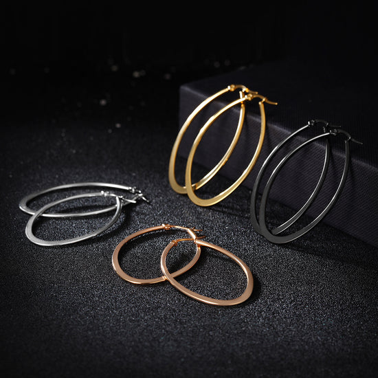 Large circle stainless steel earrings-SCE247ST