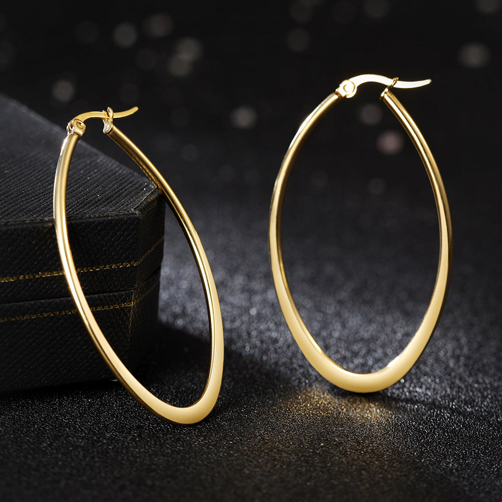 Large circle stainless steel earrings-SCE247ST