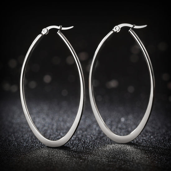 Large circle stainless steel earrings-SCE247ST