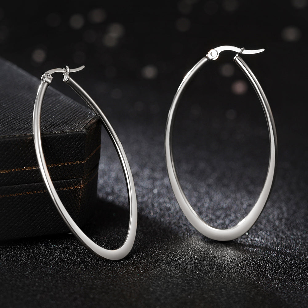Large circle stainless steel earrings-SCE247ST