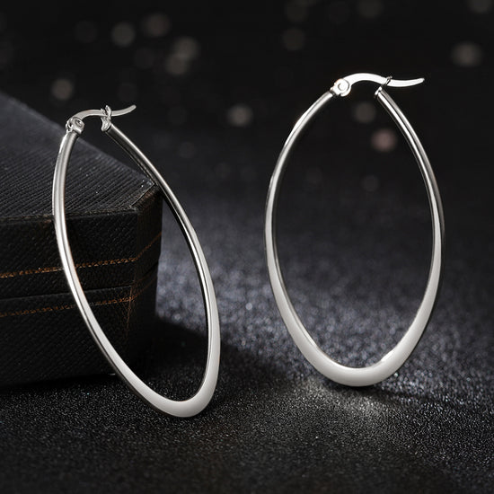 Large circle stainless steel earrings-SCE247ST