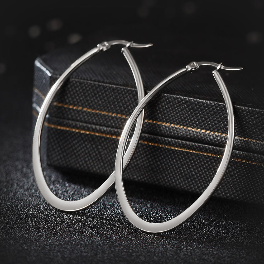 Large circle stainless steel earrings-SCE247ST