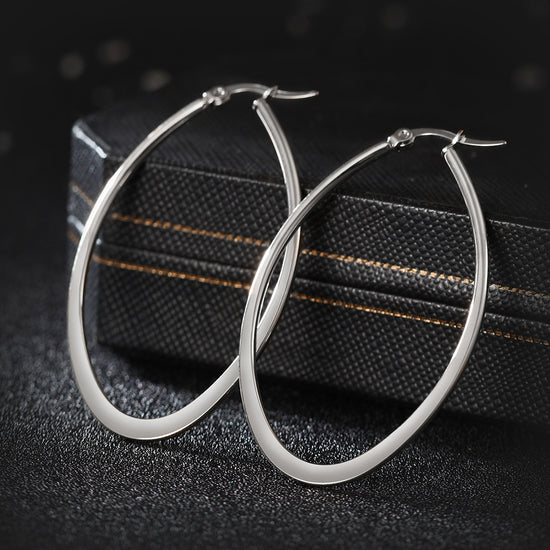 Large circle stainless steel earrings-SCE247ST