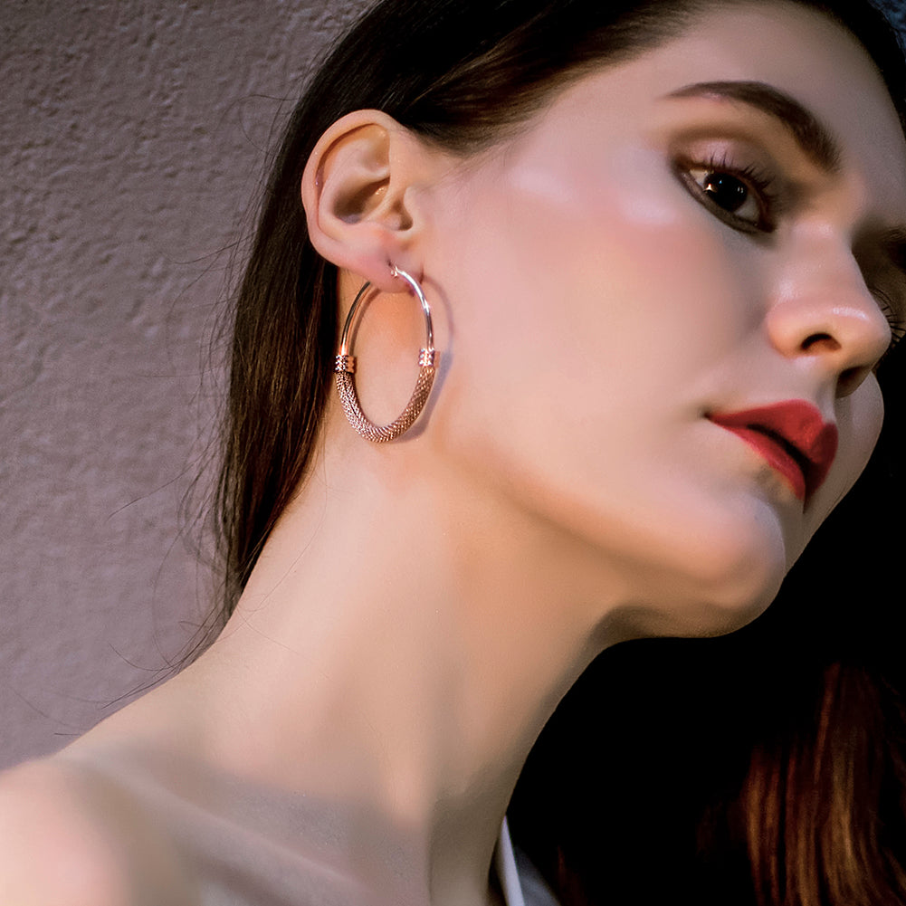 Large circle cable earrings-SCE248ST