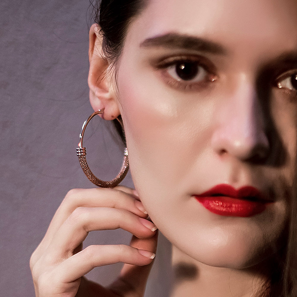 Large circle cable earrings-SCE248ST