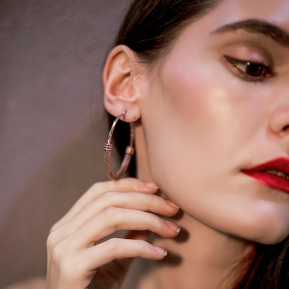 Large circle cable earrings-SCE248ST
