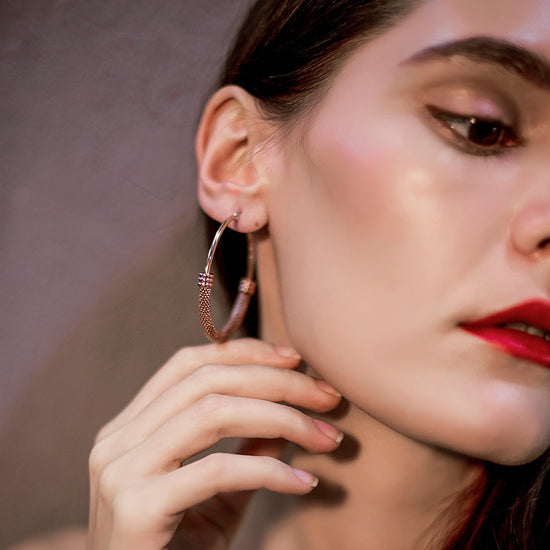 Large circle cable earrings-SCE248ST