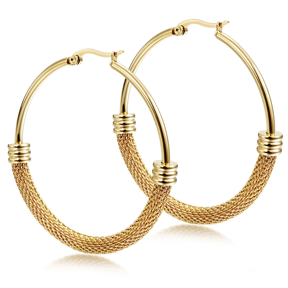 Large circle cable earrings-SCE248ST