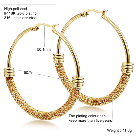 Large circle cable earrings-SCE248ST