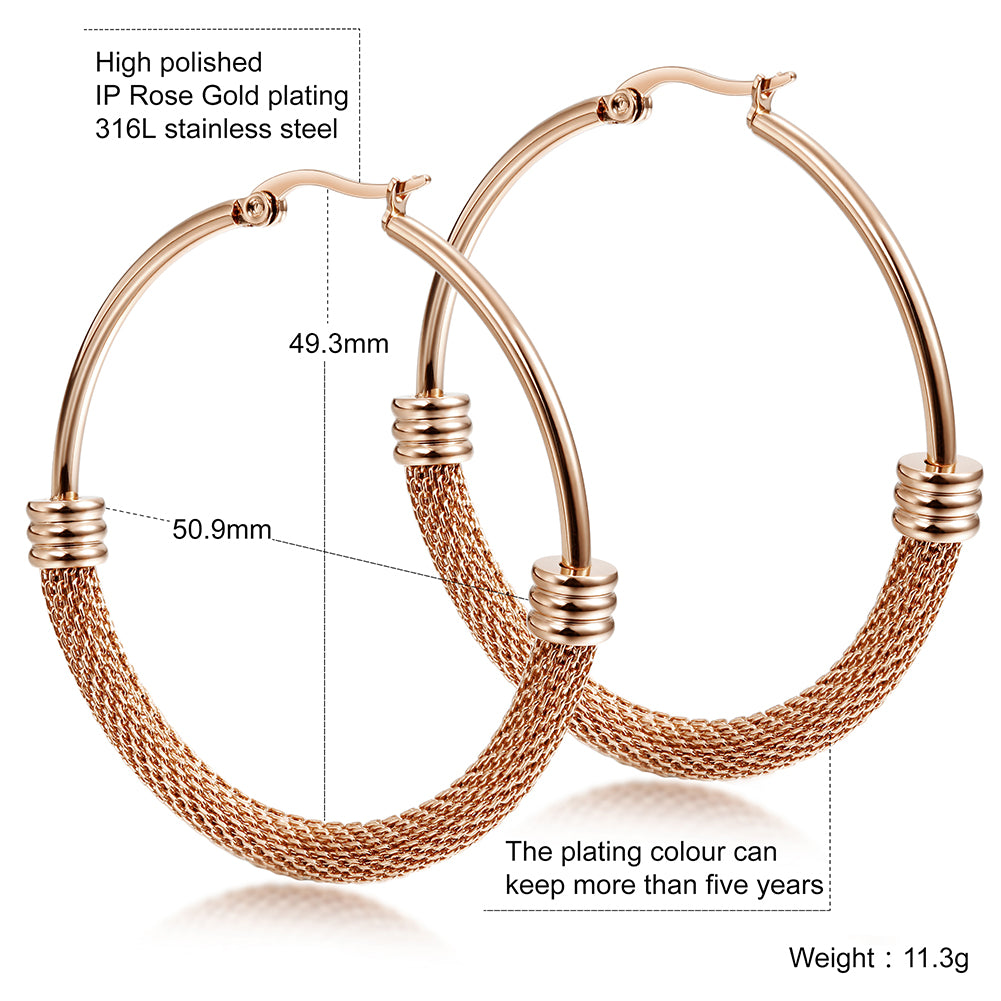 Large circle cable earrings-SCE248ST