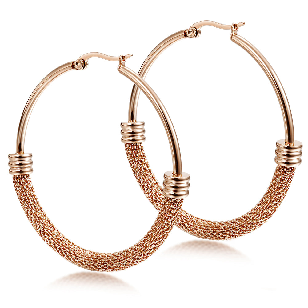 Large circle cable earrings-SCE248ST