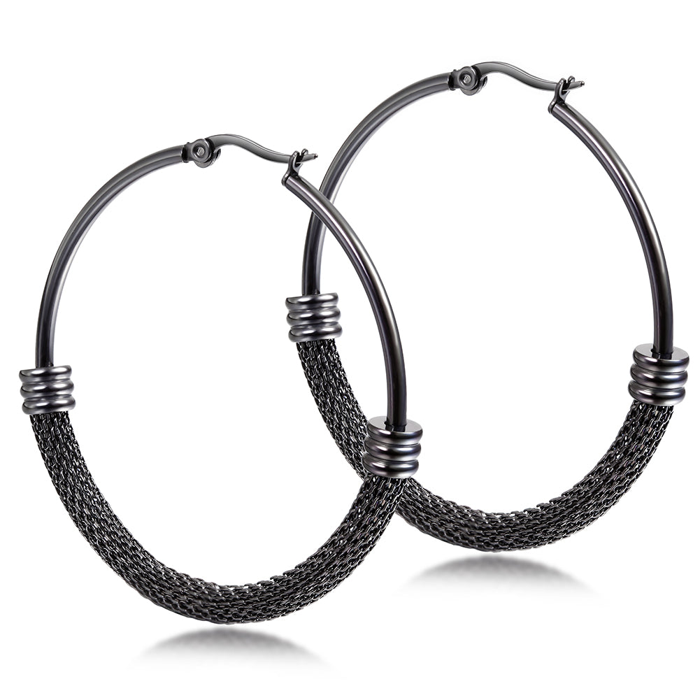 Large circle cable earrings-SCE248ST