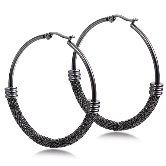 Large circle cable earrings-SCE248ST