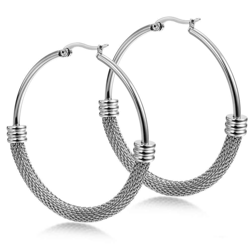 Large circle cable earrings-SCE248ST