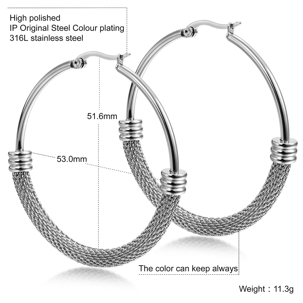 Large circle cable earrings-SCE248ST