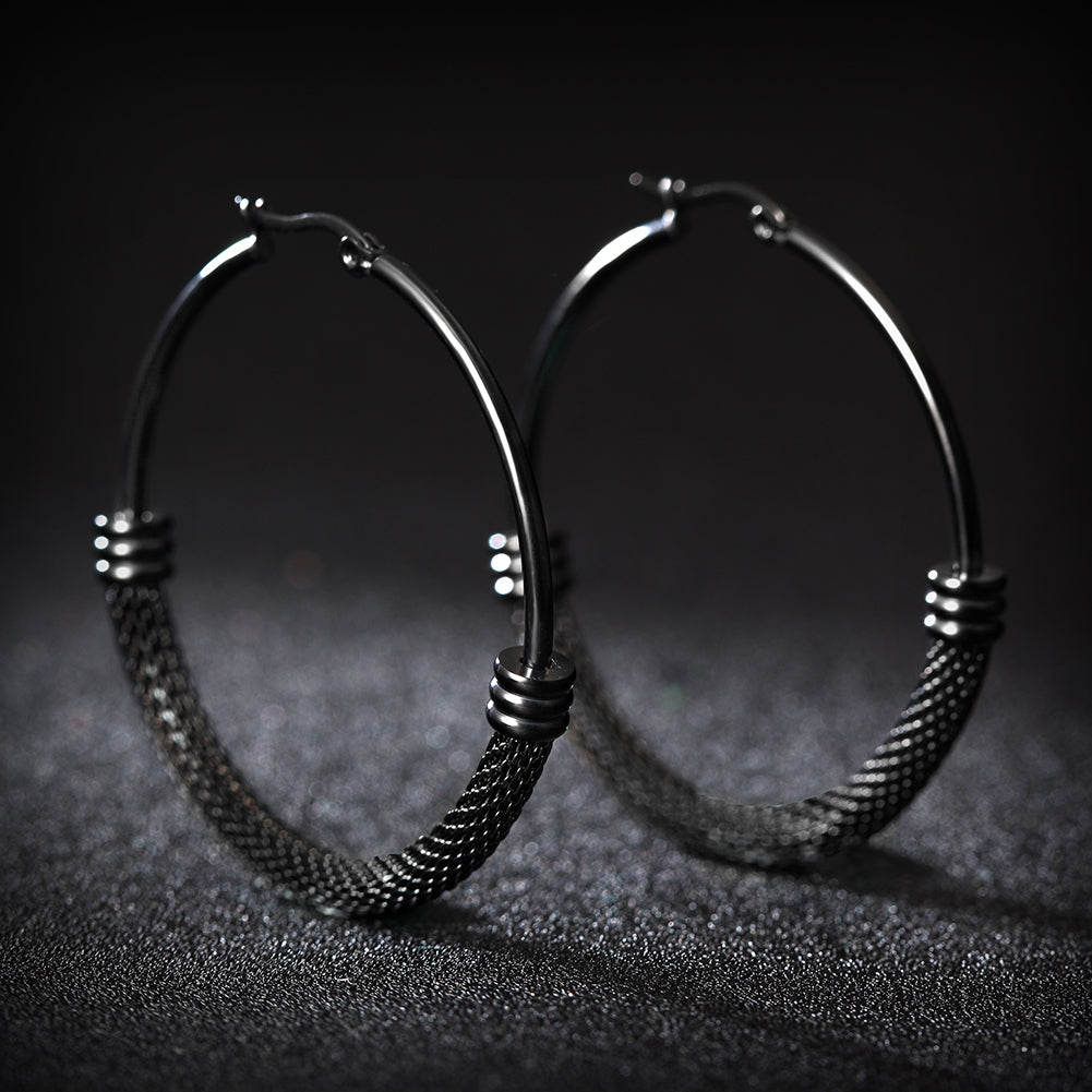 Large circle cable earrings-SCE248ST