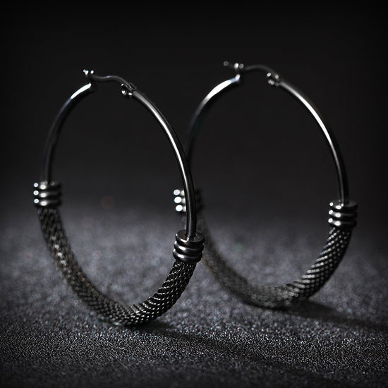 Large circle cable earrings-SCE248ST