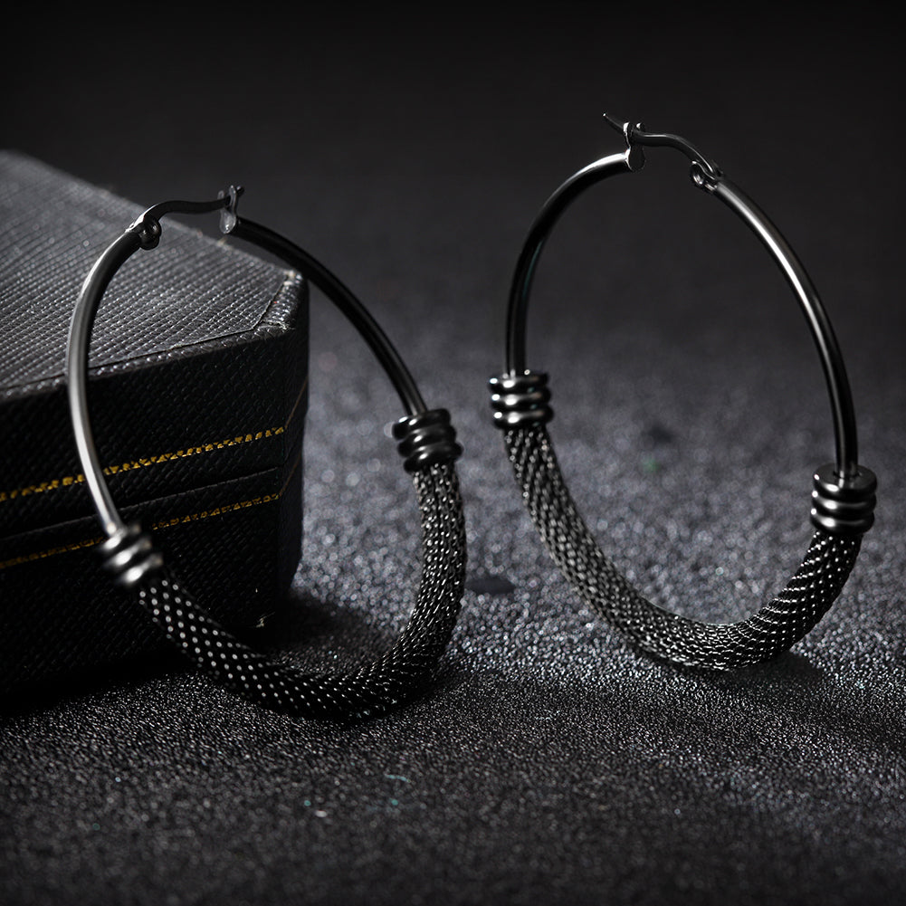 Large circle cable earrings-SCE248ST