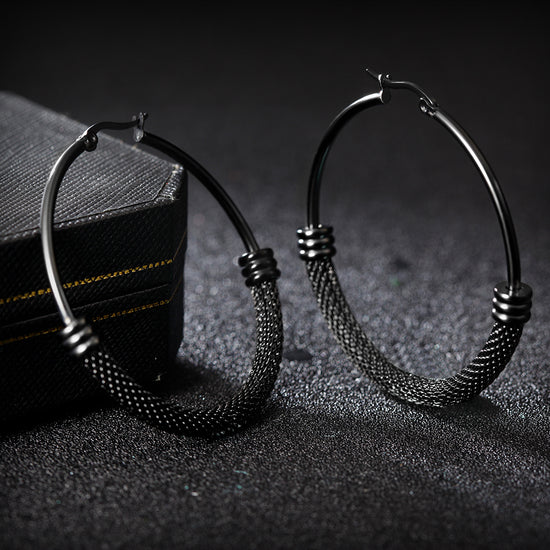 Large circle cable earrings-SCE248ST