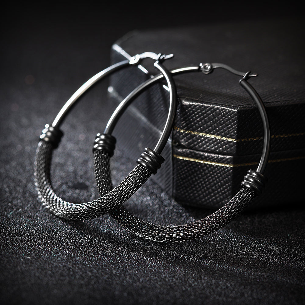 Large circle cable earrings-SCE248ST