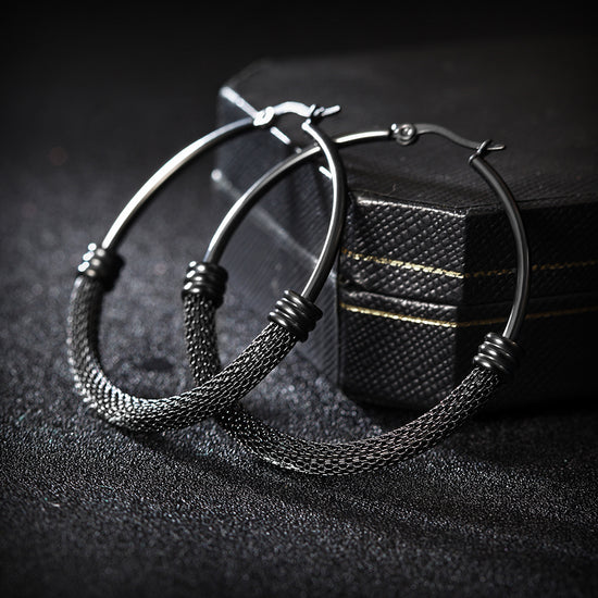 Large circle cable earrings-SCE248ST