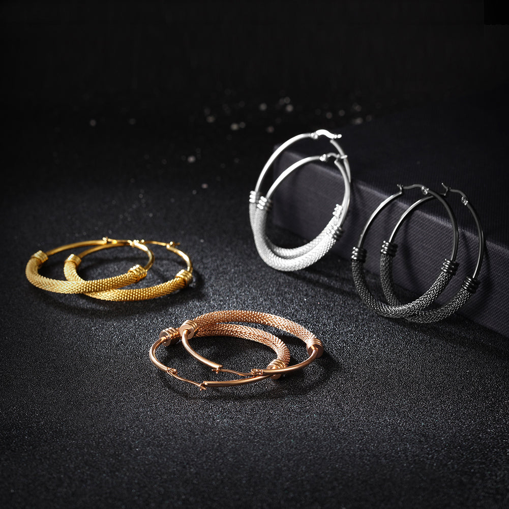 Large circle cable earrings-SCE248ST