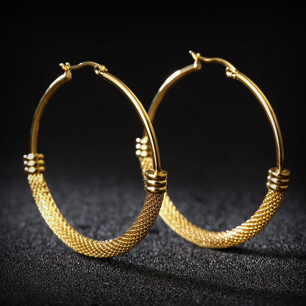 Large circle cable earrings-SCE248ST