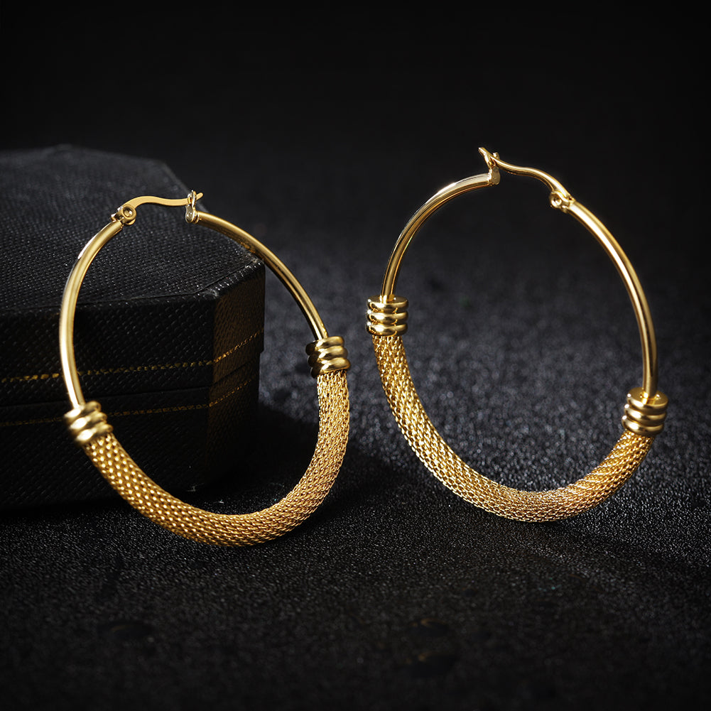 Large circle cable earrings-SCE248ST