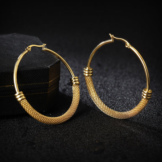 Large circle cable earrings-SCE248ST