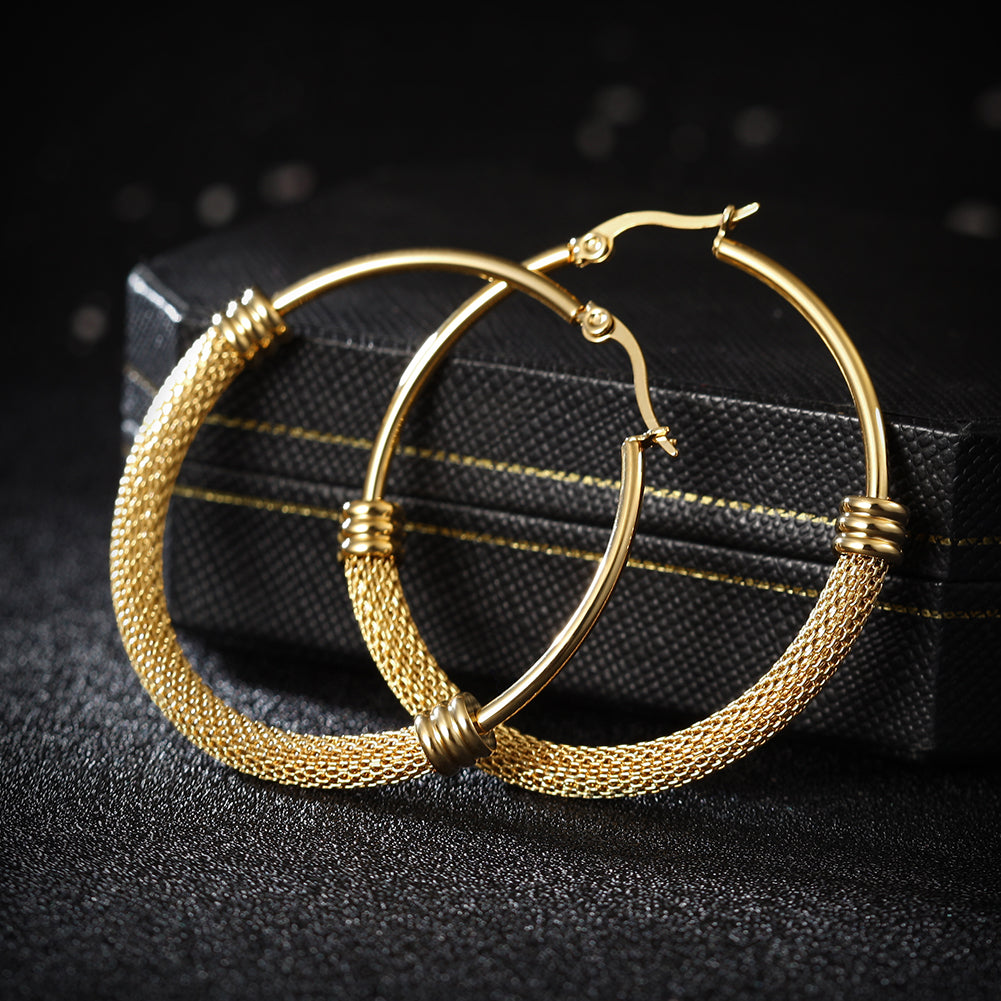 Large circle cable earrings-SCE248ST