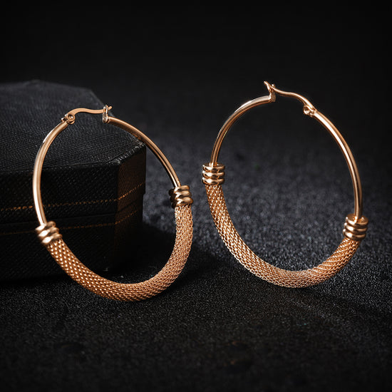 Large circle cable earrings-SCE248ST