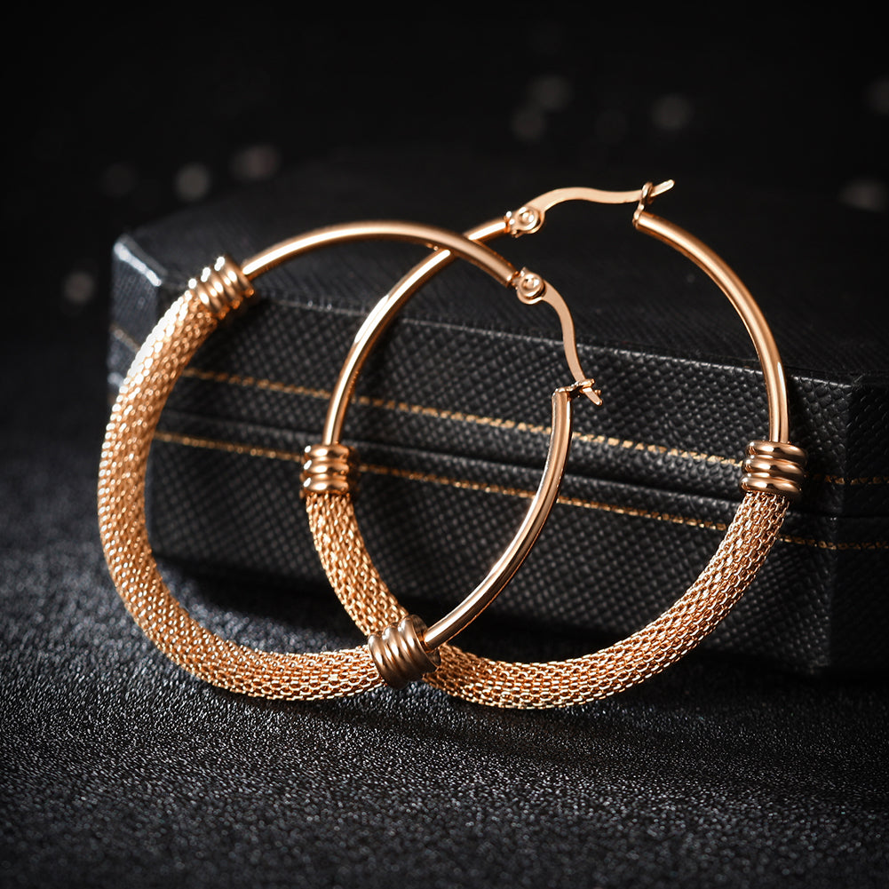 Large circle cable earrings-SCE248ST