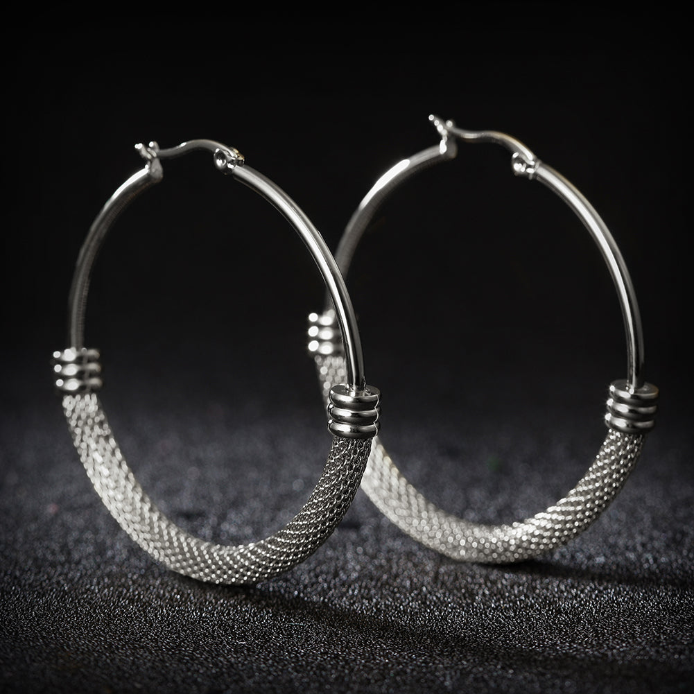 Large circle cable earrings-SCE248ST