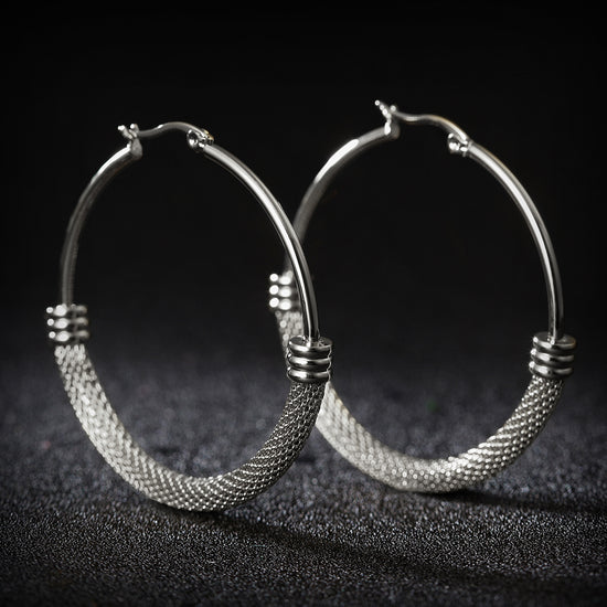 Large circle cable earrings-SCE248ST