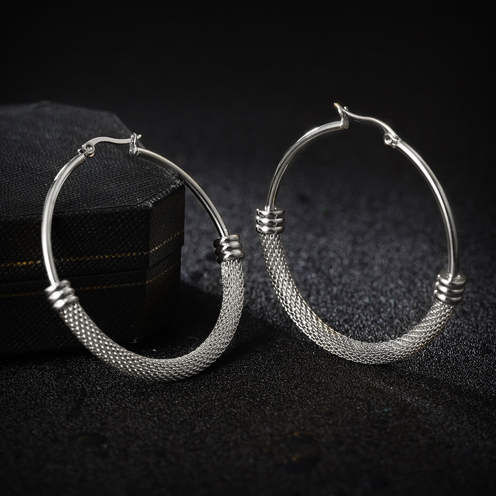 Large circle cable earrings-SCE248ST