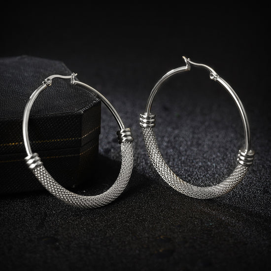 Large circle cable earrings-SCE248ST