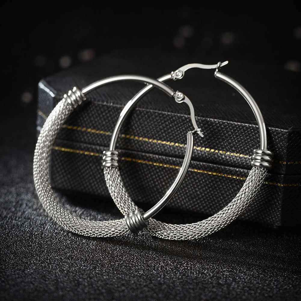 Large circle cable earrings-SCE248ST