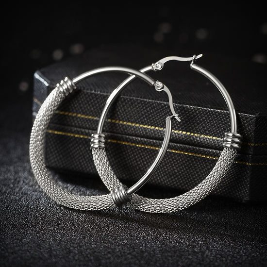 Large circle cable earrings-SCE248ST